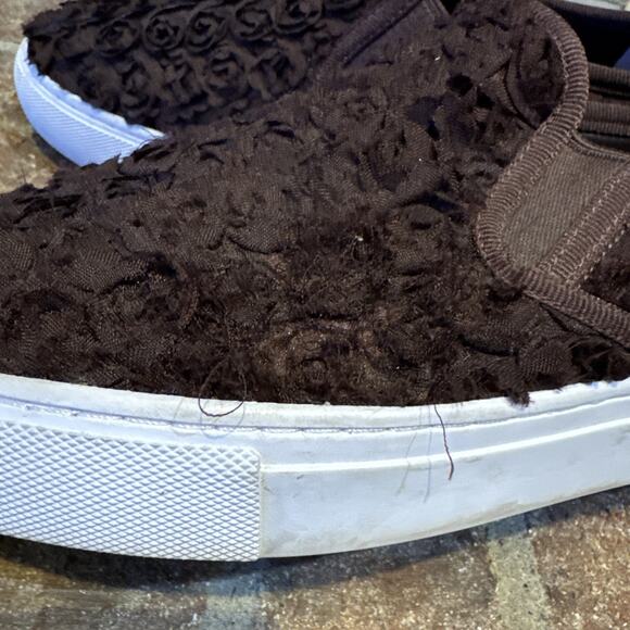 Tory Burch Flower Rosette Slip On Sneaker - Dark Red Brown - Size 8M - Picture 4 of 16